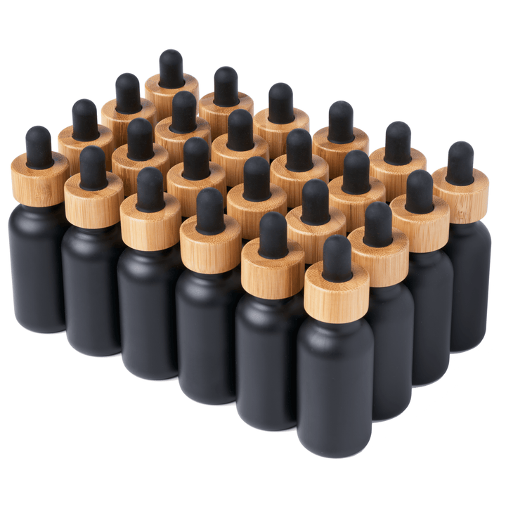Black Coated 1oz Boston Round Glass Bottles - Focus Nutrition