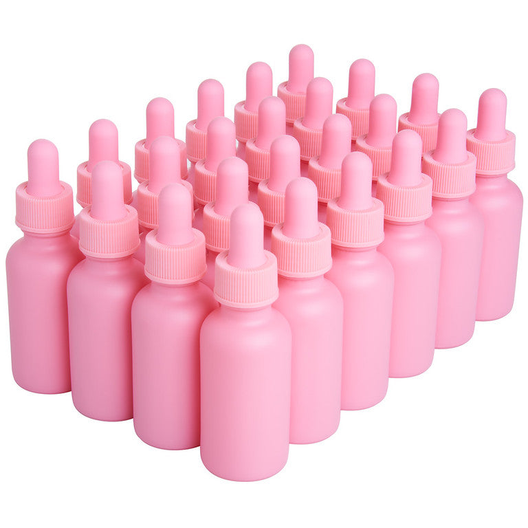 Pink 1oz Boston Round Glass Bottles