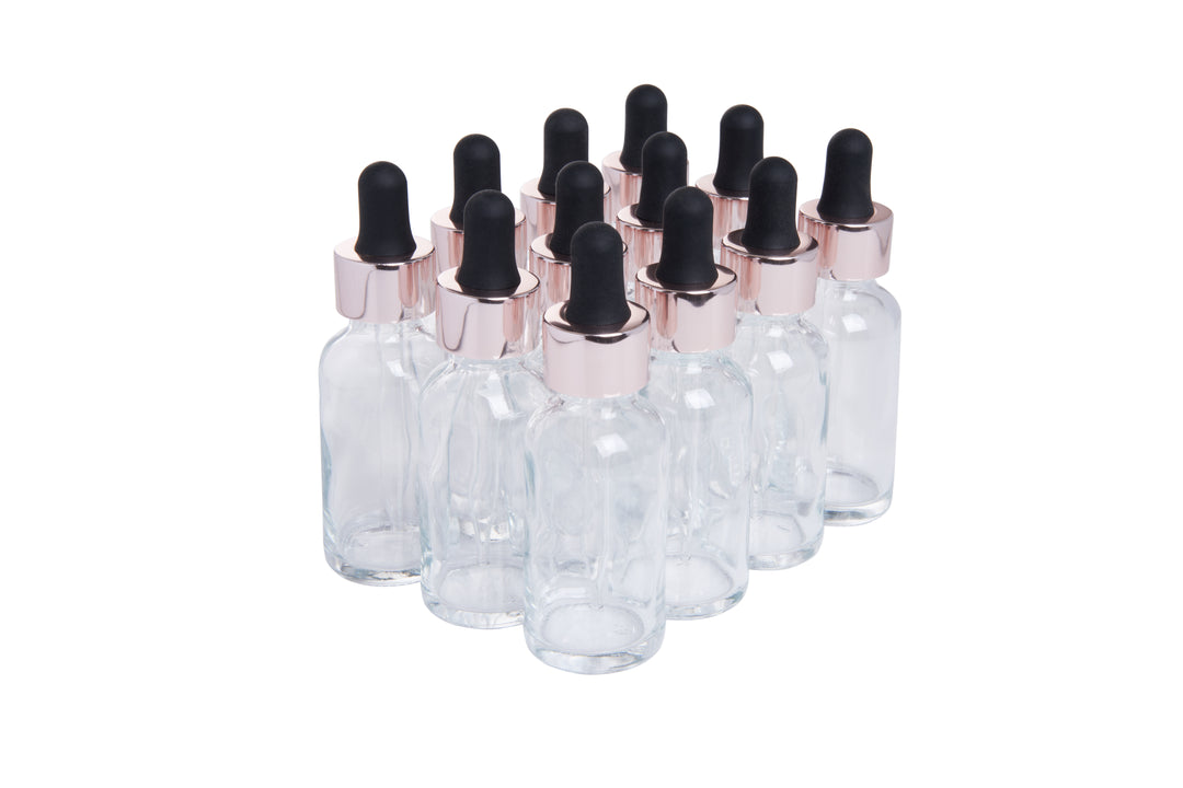 Clear 1 oz Boston Round Glass Bottles