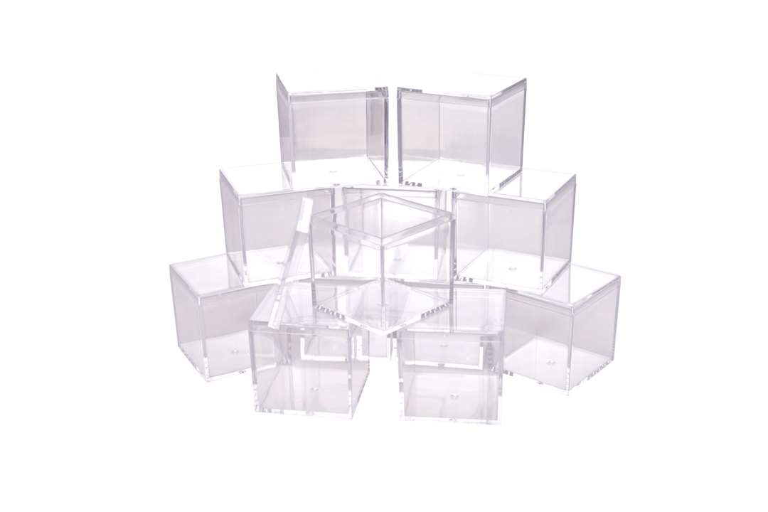 Clear Acrylic Plastic Square Box Containers with Lids, 2x2x2 Inches - Focus Nutrition